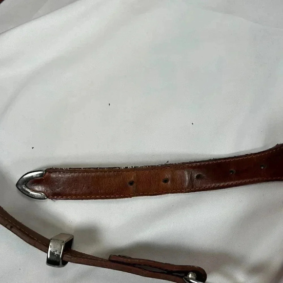 Badger Brown Leather Braided Moose Detail Removable Buckle Belt 46.5” Long - Picture 10 of 10